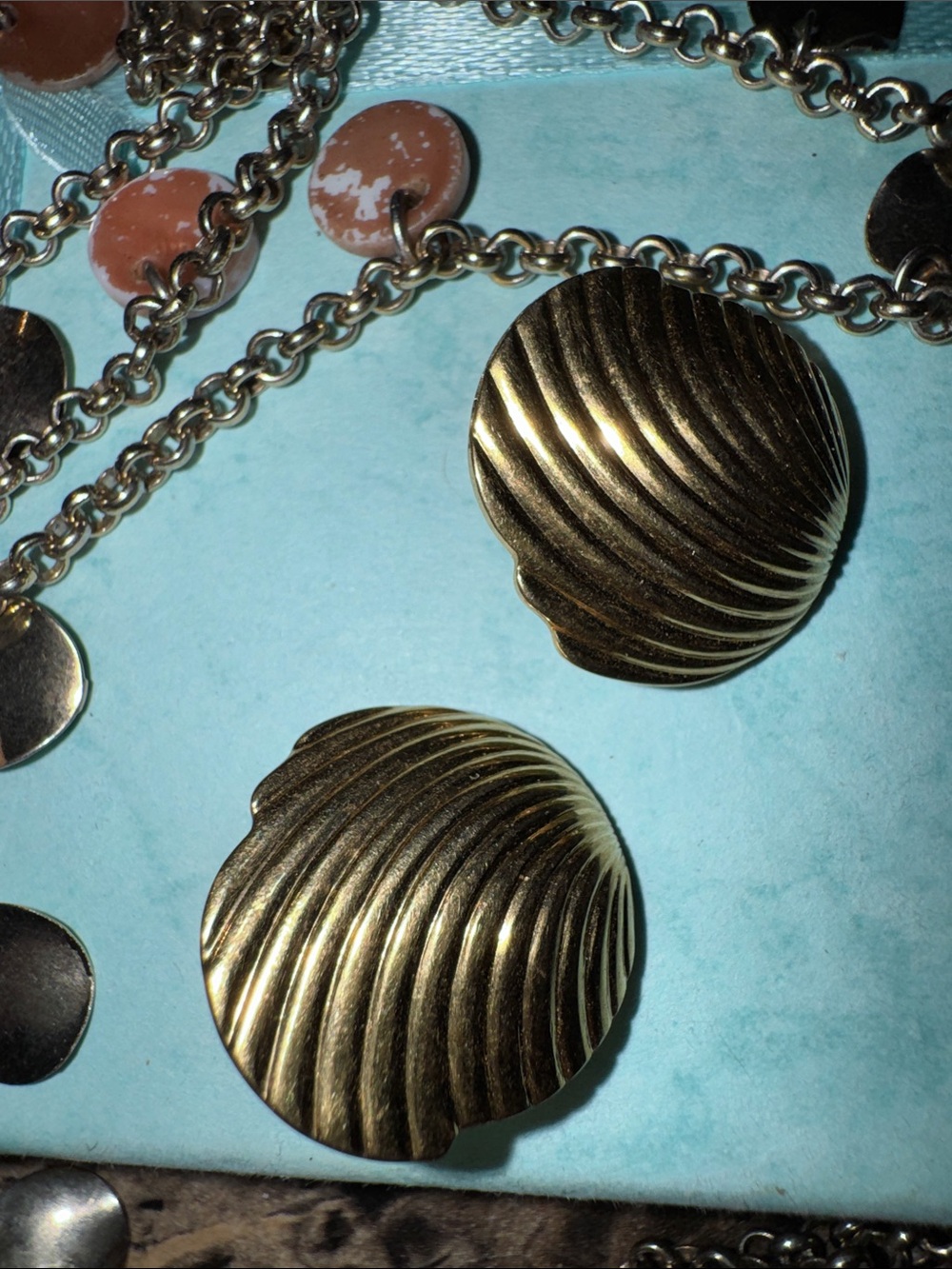 Fanned Gold Shell-Style post Earrings - Monet- Beach Women Jewelry